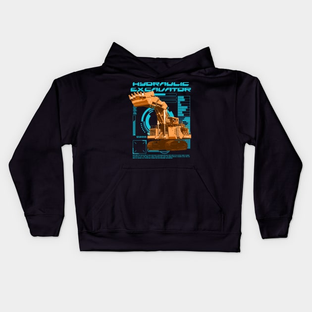 Hydraulic excavator Kids Hoodie by plutominer